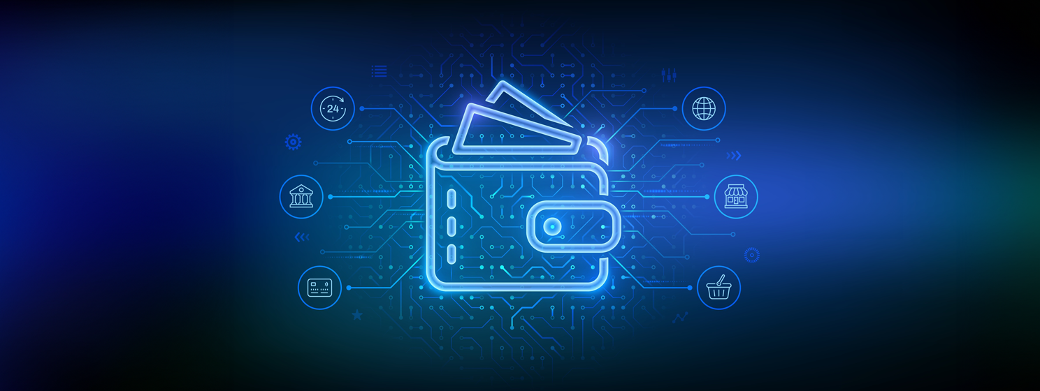Online payment by digital wallet concept