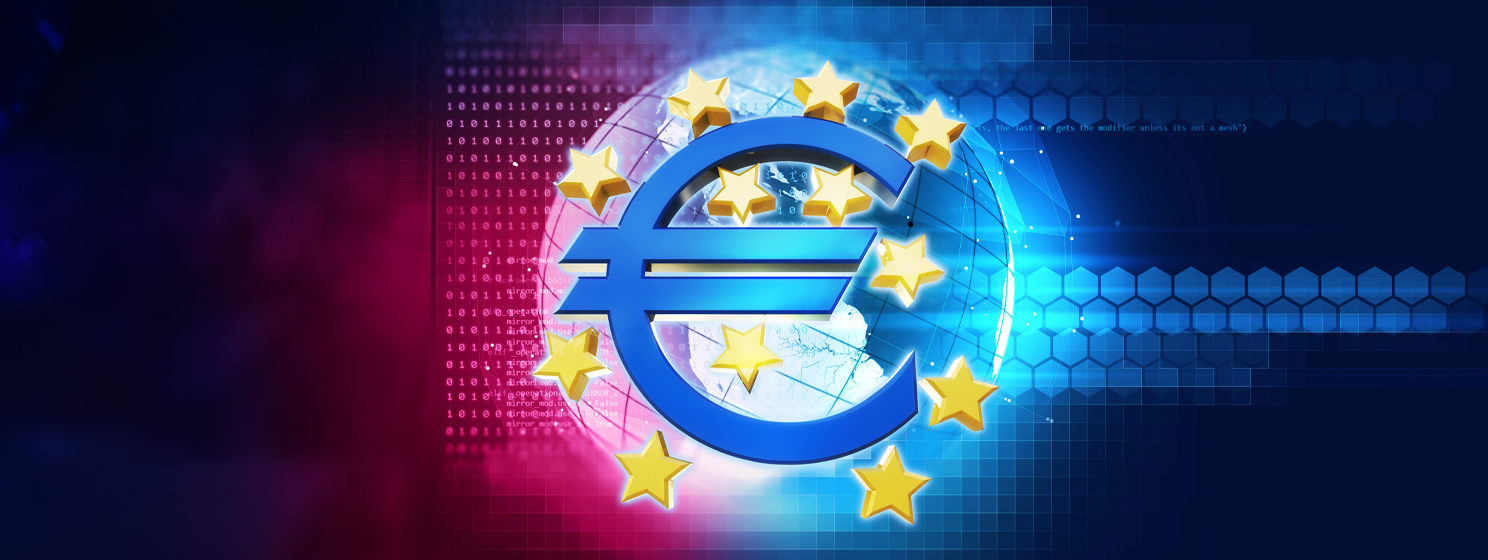 euro and european union sign on technology background