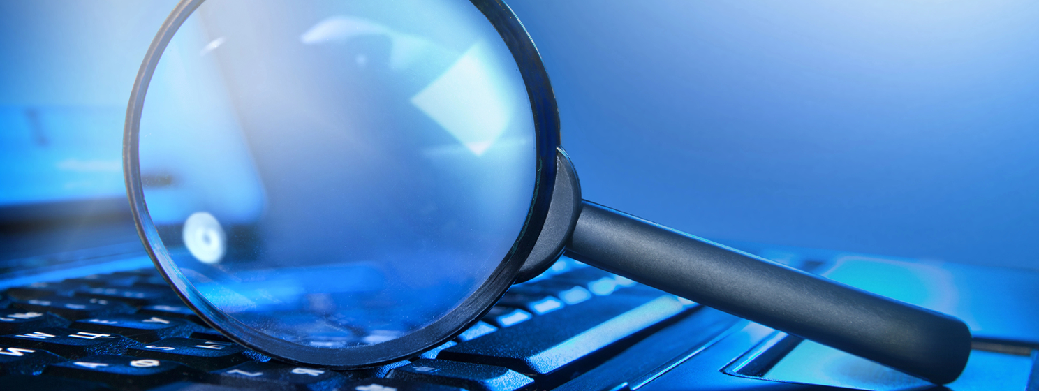 Magnifying lens on the laptop keyboard