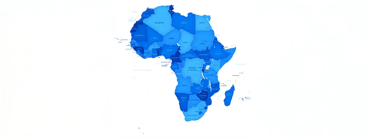 Blue vector map of Africa.