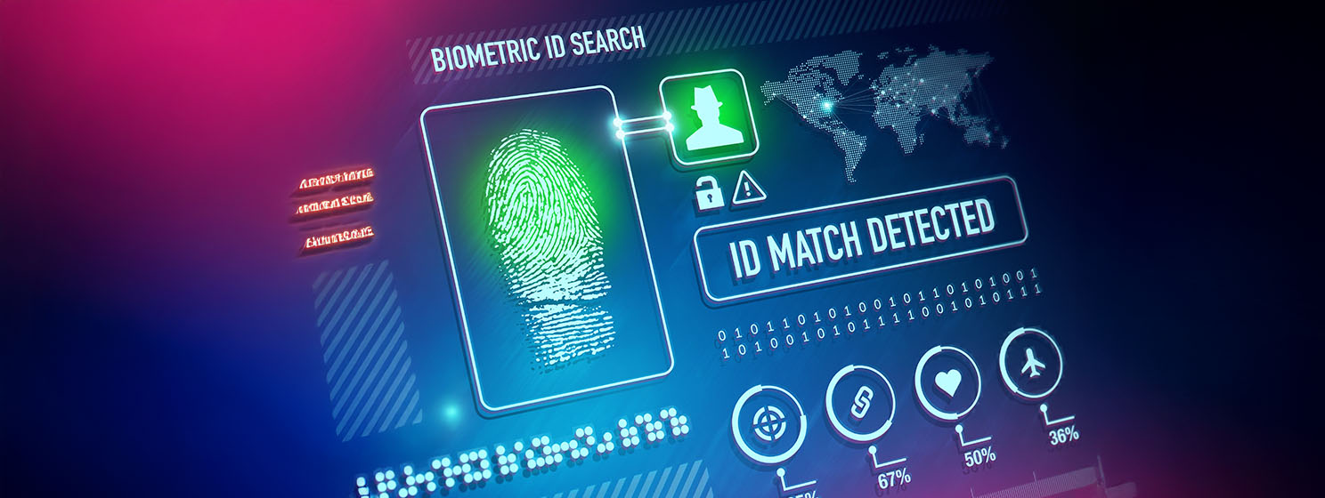 Biometrics Security Technology on a screen.