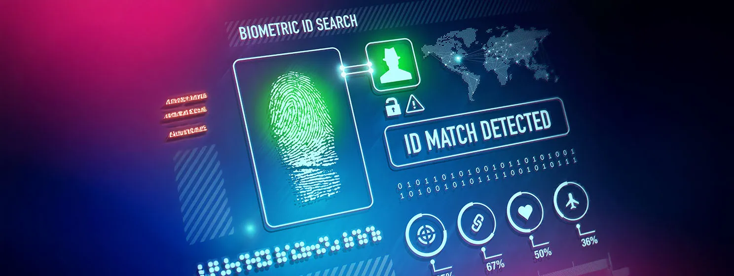 Biometrics Security Technology on a screen.