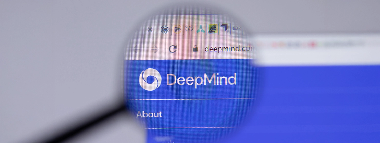 DeepMind logo close-up on website page.