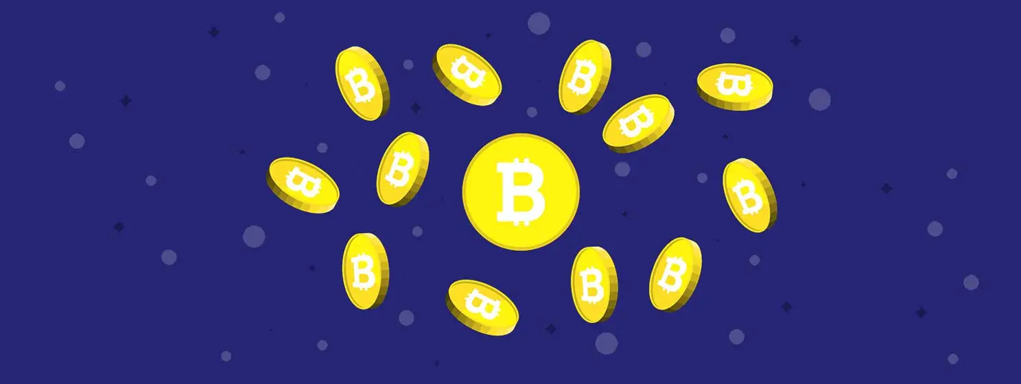 Bitcoin on blue background