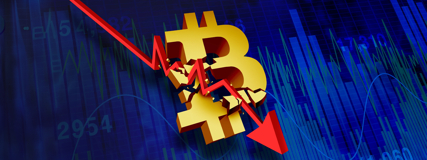 BTC price decrease concept banner