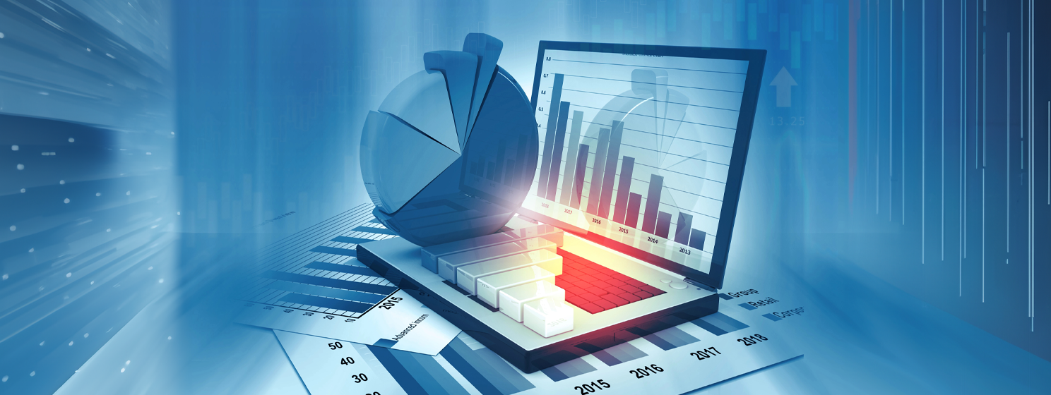 Business graphs and financial reports concept banner