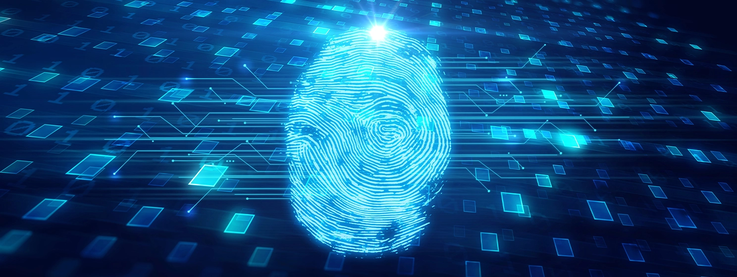 Fingerprint Scanning on blue technology illustration
