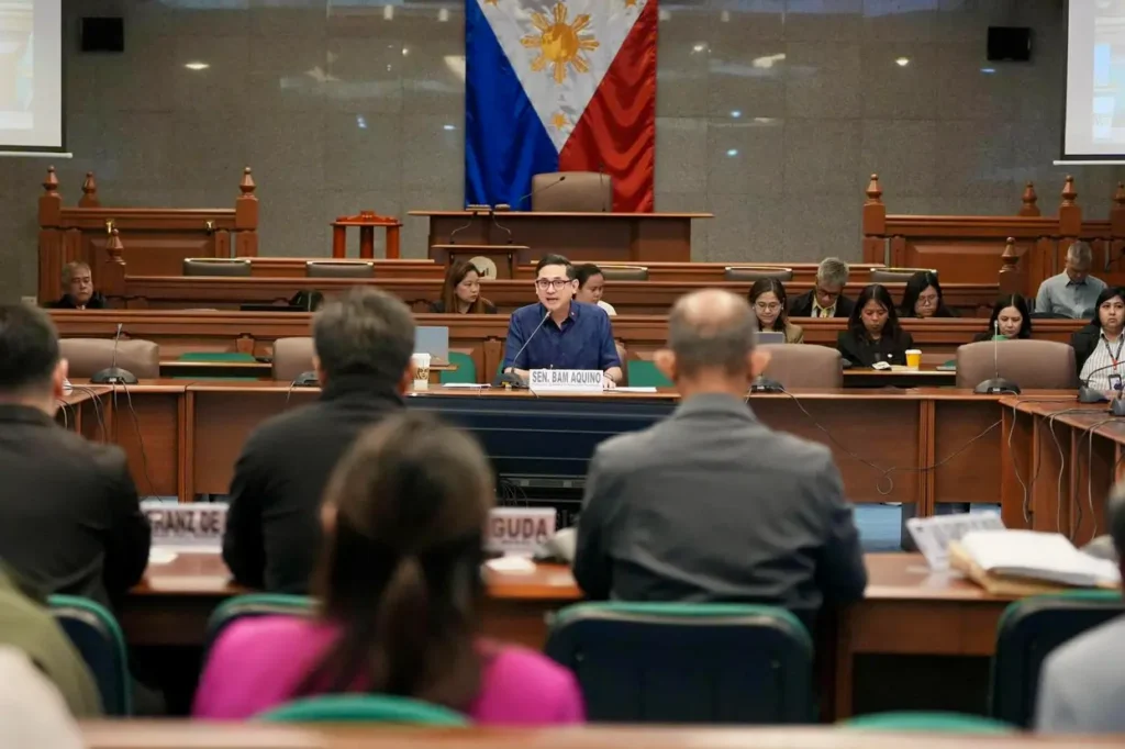 Philippine Sen. Bam Aquino leading senate hearing