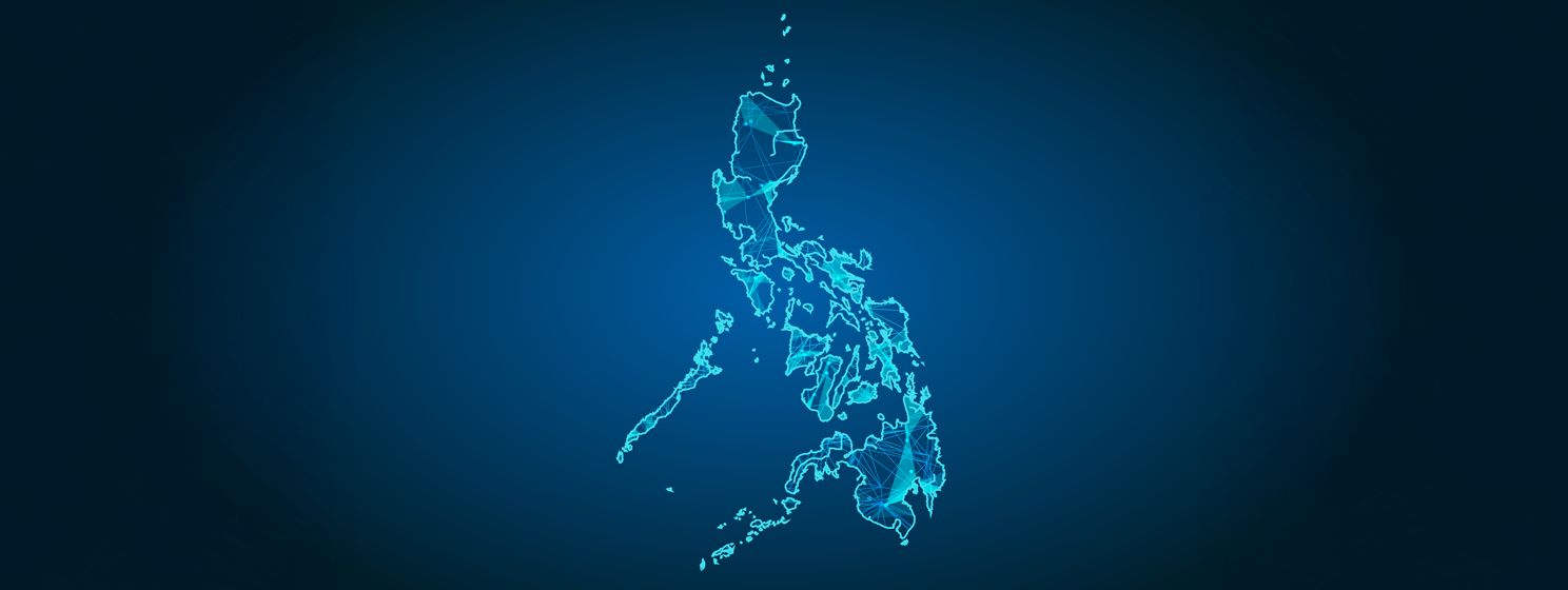 mash line and point scales on dark background with map of philippines