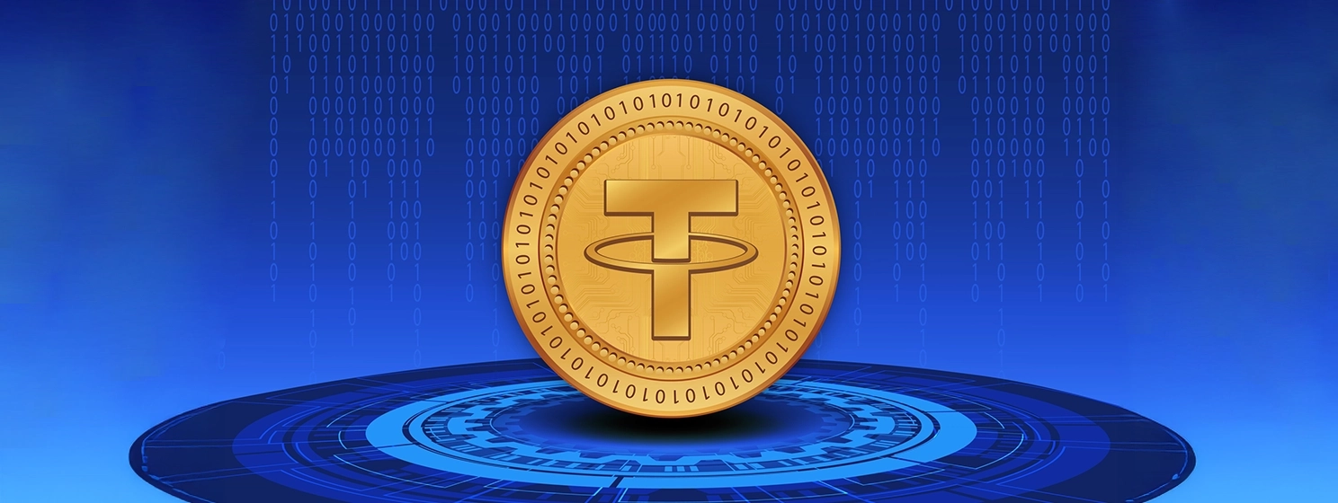 The tether-usdt virtual currency logo.