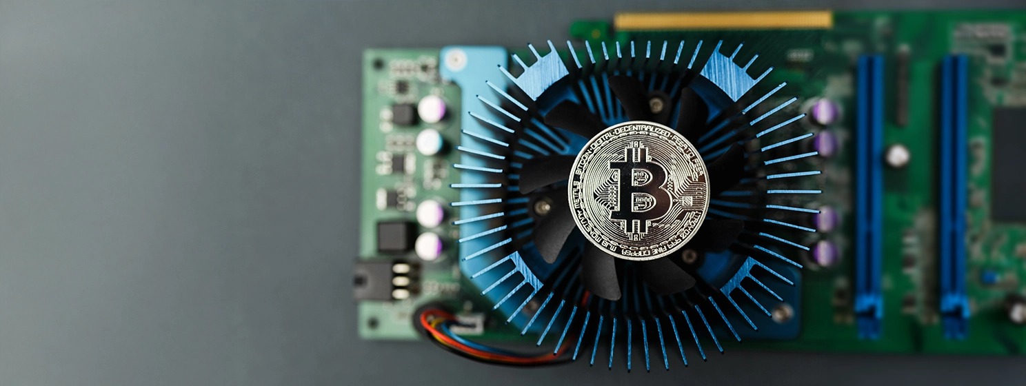 Bitcoin on the video card computer board.