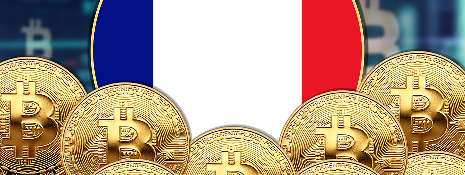 France, BTC coins concept banner