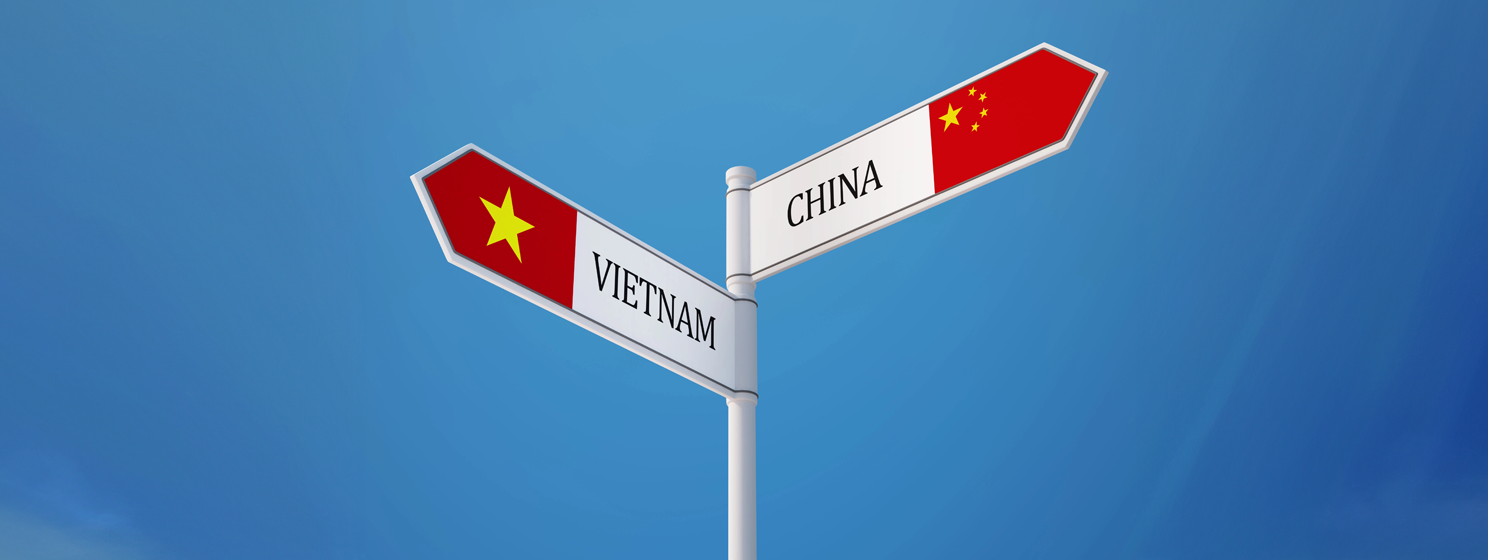 Vietnam China Sign Flags Concept