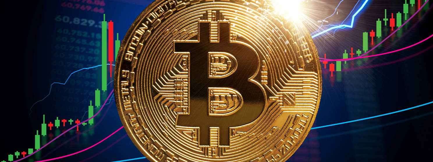 Bitcoin stock growth concept