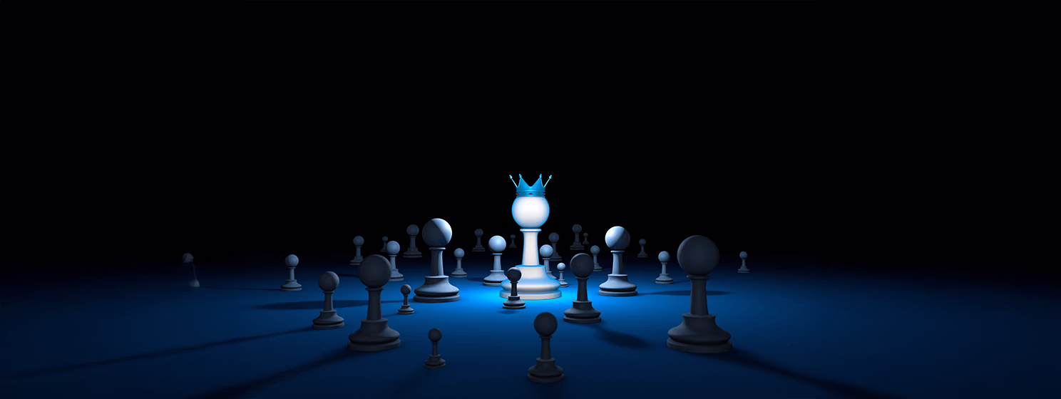Chess country. Leader (chess metaphor). 3D render illustration.