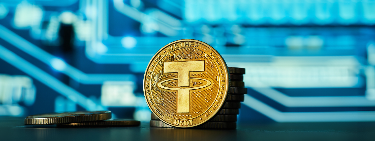 gold Tether coins