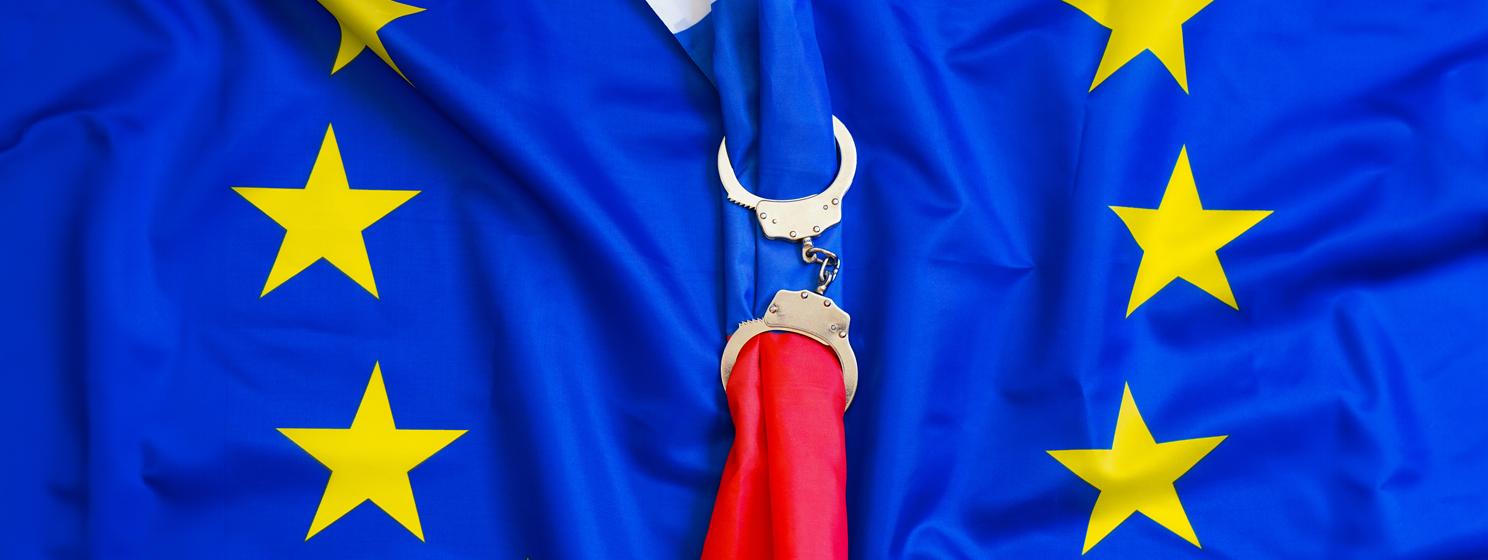 European Union, handcuffs regulation concept banner