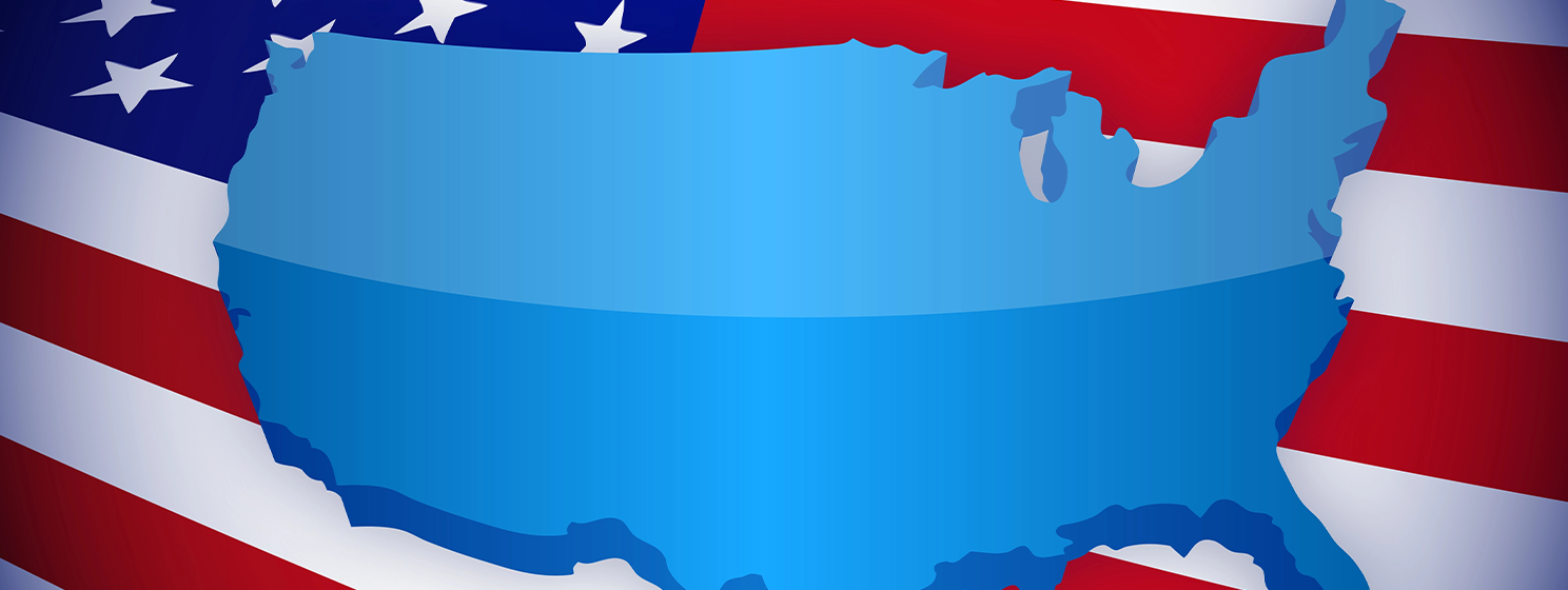 USA map and flag banner
