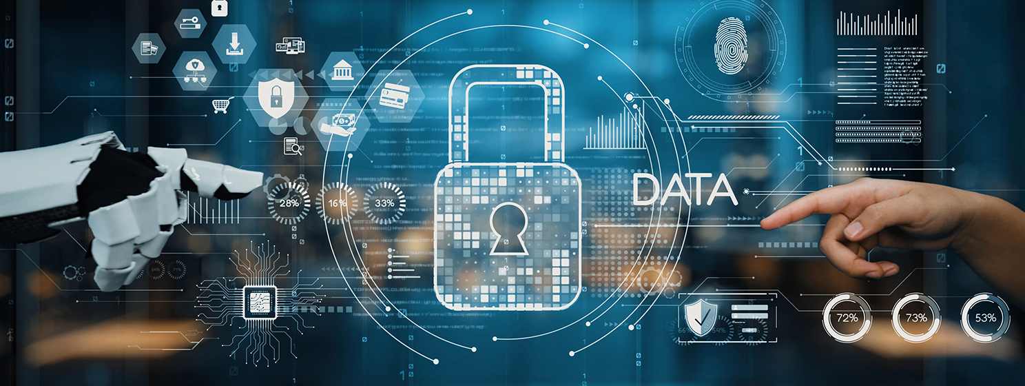 digital padlock symbol on a tech background