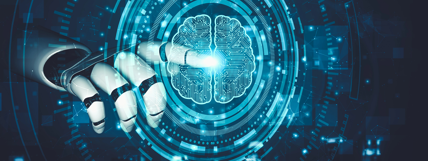 machine learning for AI droid robot or cyborg banner