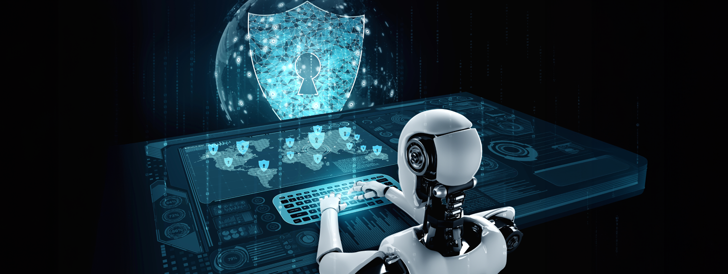 AI robot, cyber security banner