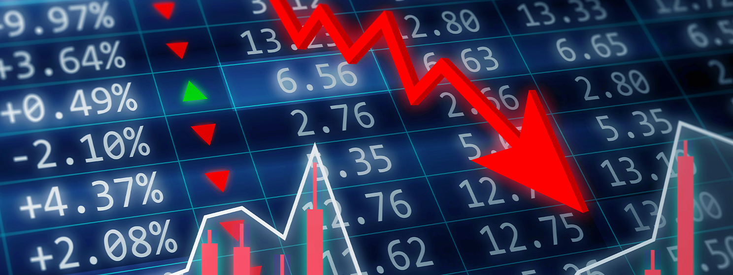 Stock market crash concept banner