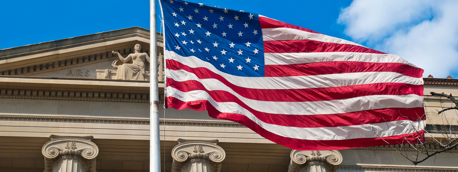 US National Archives Building banner
