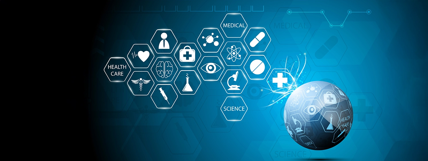 Globe health care medical icons.