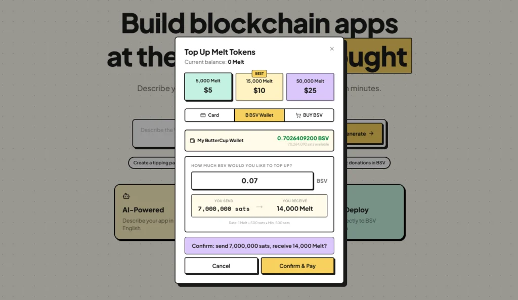 buttercup app - bsv