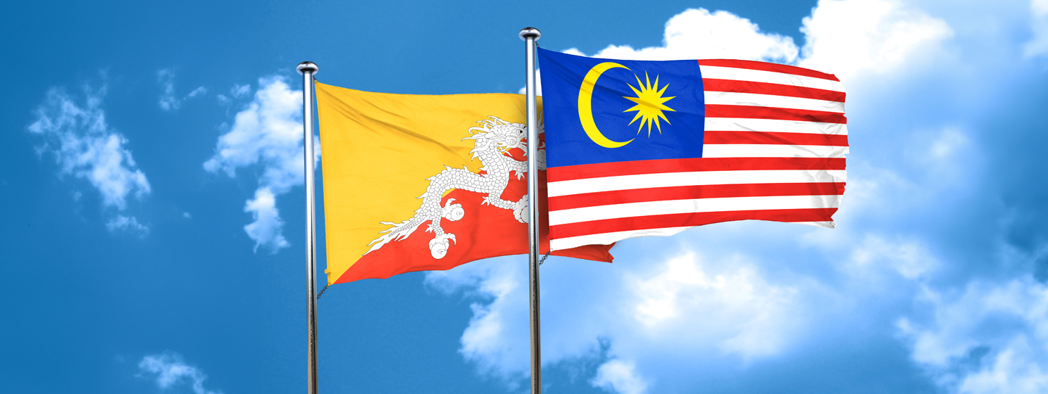 Bhutan and Malaysia flags banner