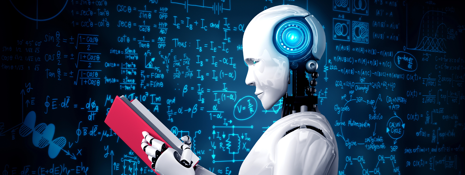 robot humanoid reading book banner