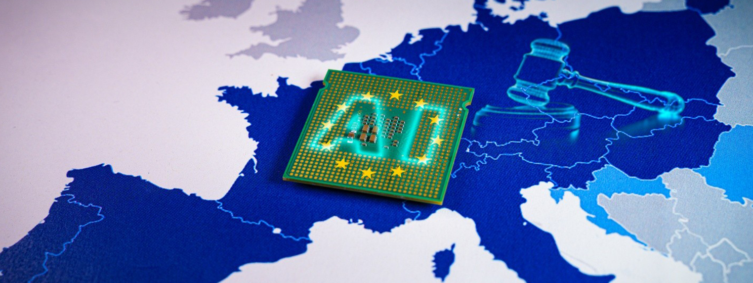 Europe map and AI banner