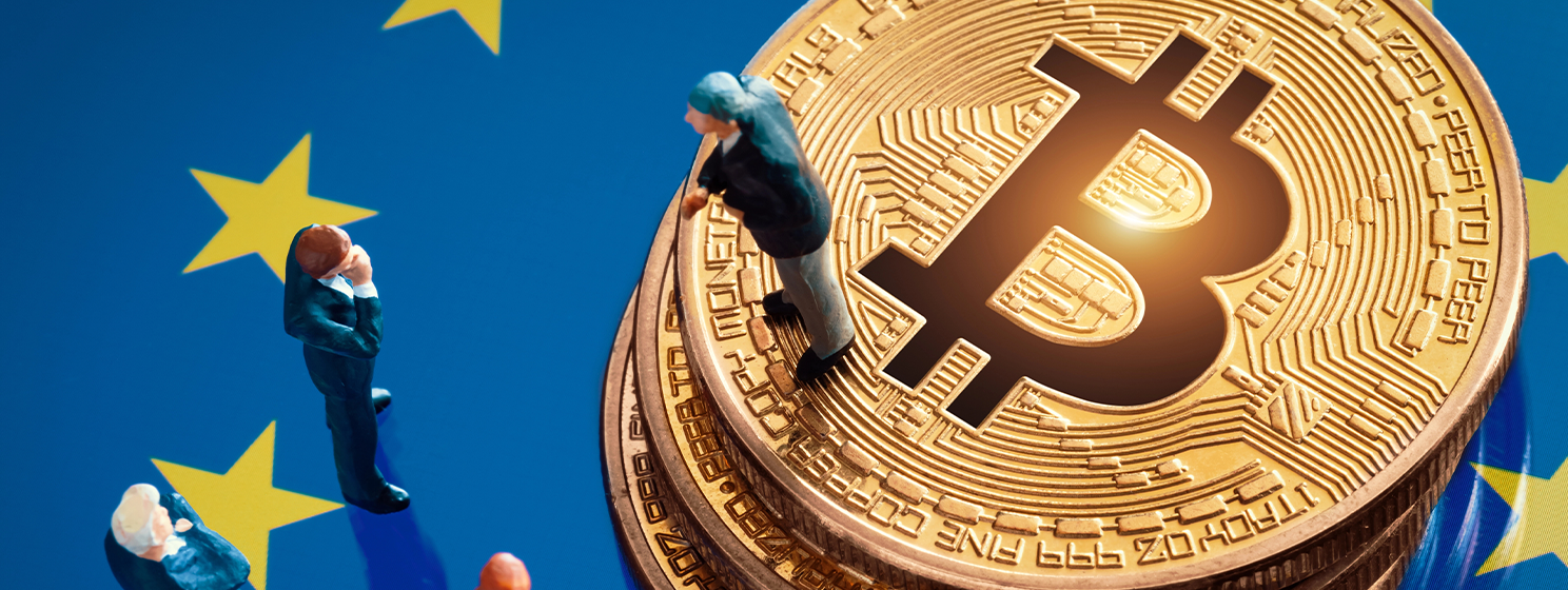 businessmen toys, gold bitcoins banner