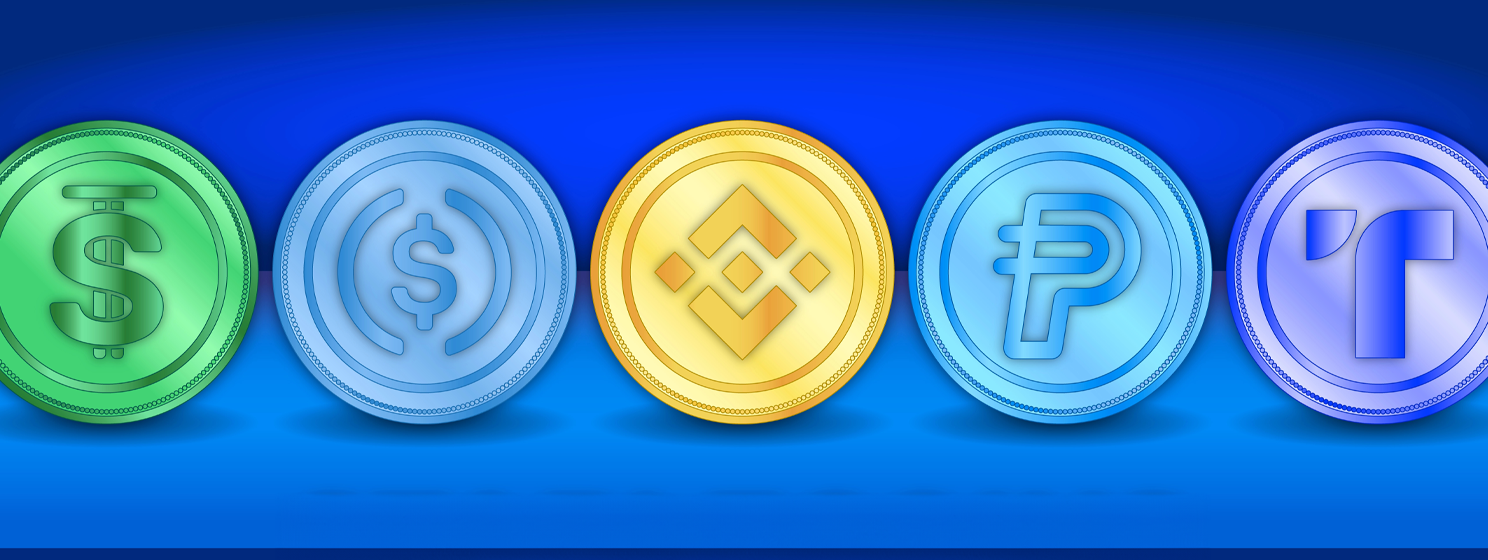 major cryptocurrencies and stablecoins logos