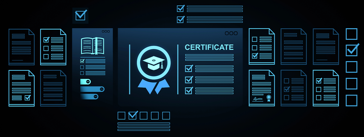 Digital certificate interface with checklists