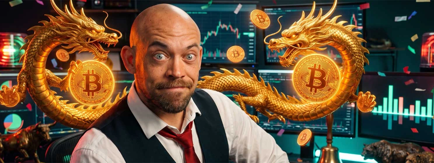 Kurt Wuckert with golden dragons and bitcoin