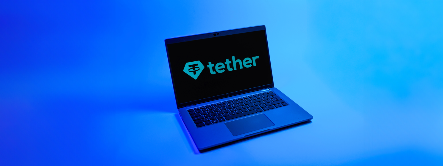 Tether logo on a laptop