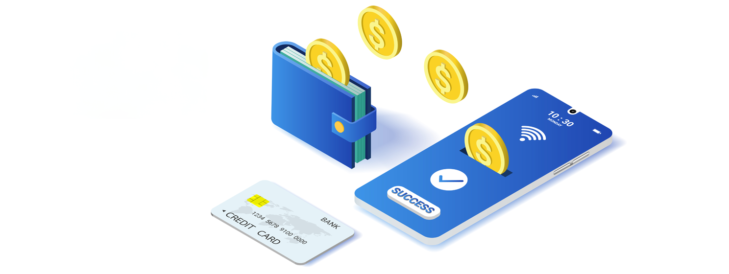 digital wallet icons concept banner