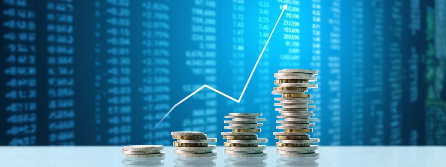Coins graph stock market banner