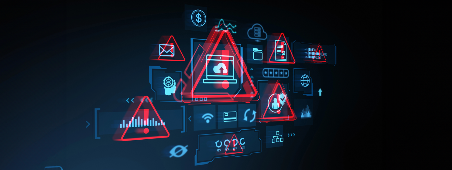 Security threat and data breach warning banner